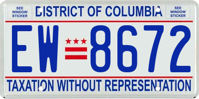 DC license plate EW8672