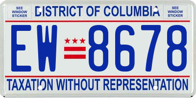 DC license plate EW8678