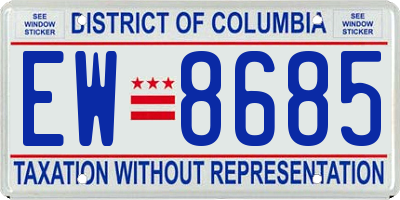 DC license plate EW8685