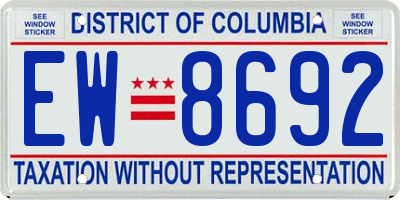 DC license plate EW8692