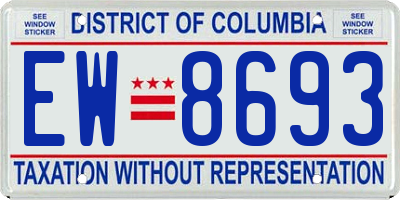 DC license plate EW8693