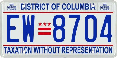 DC license plate EW8704