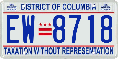 DC license plate EW8718