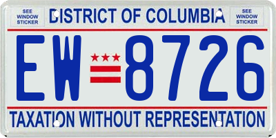 DC license plate EW8726