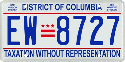 DC license plate EW8727