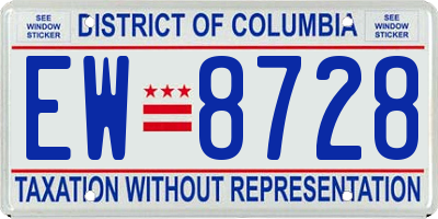 DC license plate EW8728