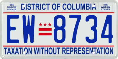 DC license plate EW8734
