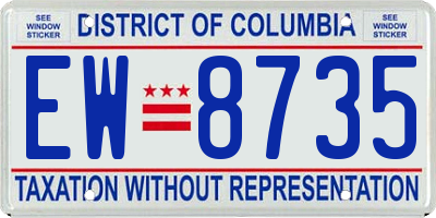 DC license plate EW8735