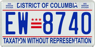 DC license plate EW8740