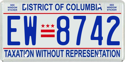 DC license plate EW8742