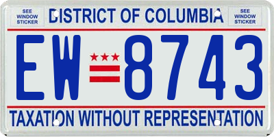 DC license plate EW8743