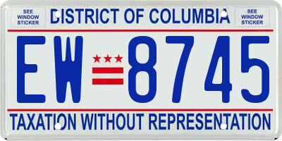 DC license plate EW8745