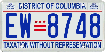 DC license plate EW8748