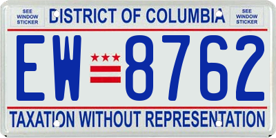 DC license plate EW8762