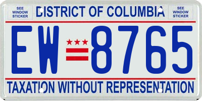 DC license plate EW8765