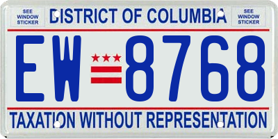 DC license plate EW8768