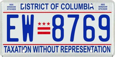 DC license plate EW8769