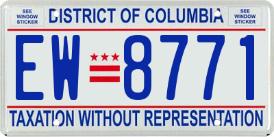 DC license plate EW8771