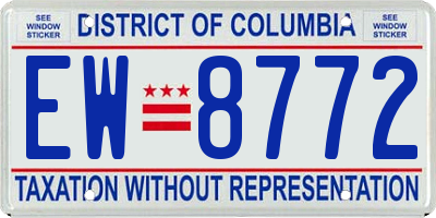 DC license plate EW8772