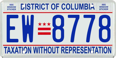 DC license plate EW8778