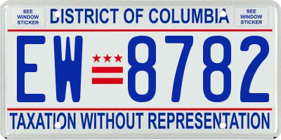 DC license plate EW8782