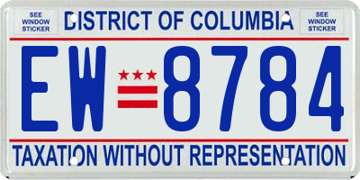 DC license plate EW8784