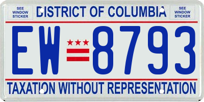 DC license plate EW8793