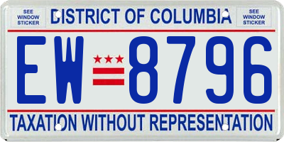 DC license plate EW8796