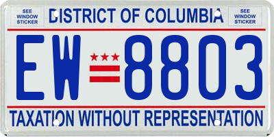 DC license plate EW8803