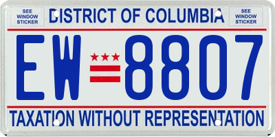 DC license plate EW8807