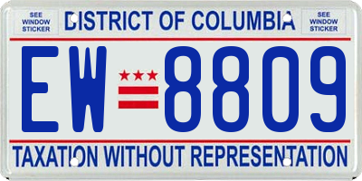 DC license plate EW8809