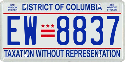 DC license plate EW8837