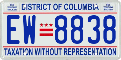 DC license plate EW8838