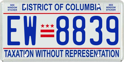 DC license plate EW8839