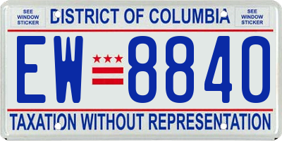 DC license plate EW8840