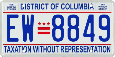 DC license plate EW8849