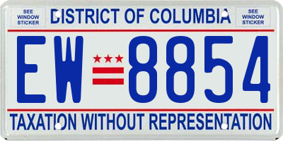 DC license plate EW8854