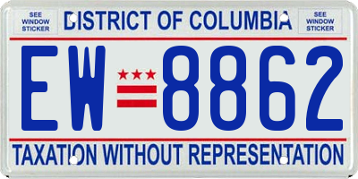 DC license plate EW8862