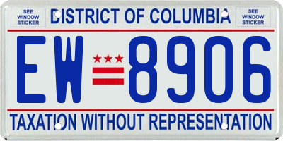 DC license plate EW8906