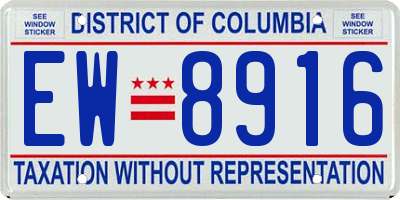 DC license plate EW8916