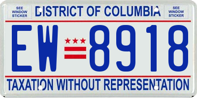 DC license plate EW8918
