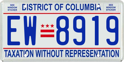 DC license plate EW8919