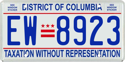 DC license plate EW8923