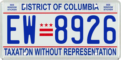 DC license plate EW8926