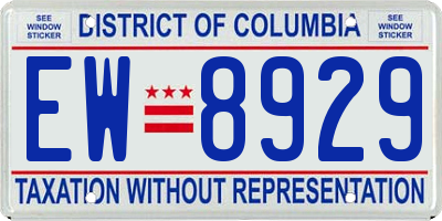 DC license plate EW8929