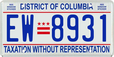 DC license plate EW8931