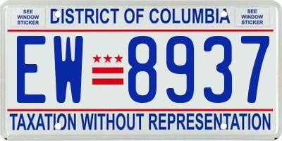 DC license plate EW8937
