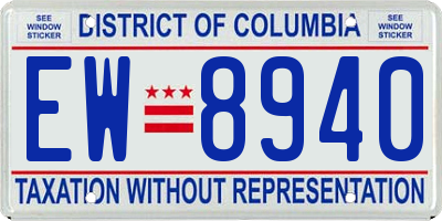 DC license plate EW8940
