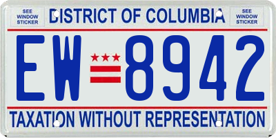 DC license plate EW8942