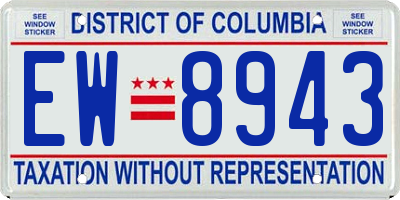 DC license plate EW8943